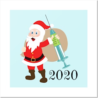 Santa 2020 delivering vaccine Posters and Art